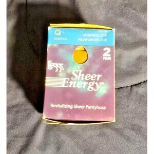 New Box Leggs Sheer energy 2 pair of Panty Hose Pantyhose Size Q Queen Suntan‎